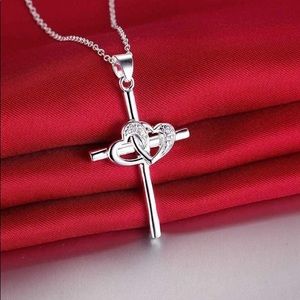 Beautiful double heart cross necklace